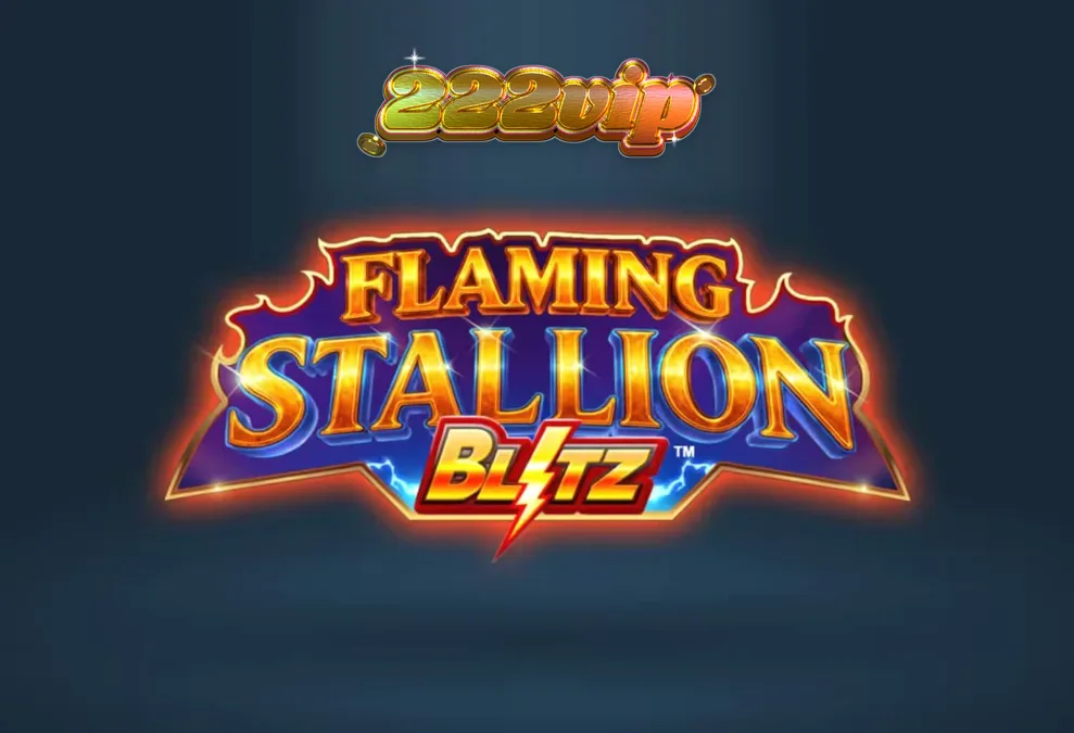 Interface do jogo Flaming Stallion Blitz com tema de deserto e cavalo flamejante